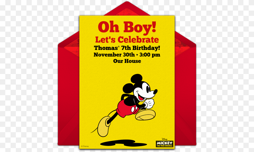 Classic Mickey Mouse Online Invitation Cartoon, Advertisement, Poster Free Png