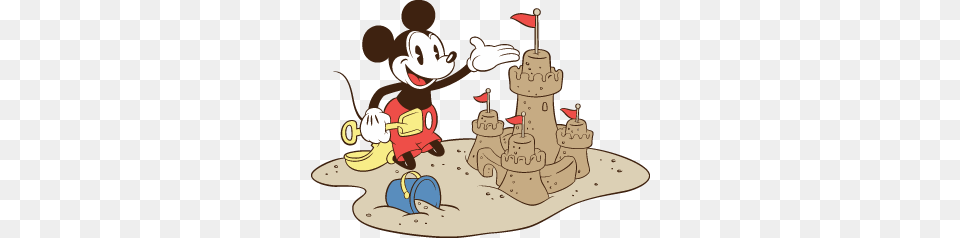Classic Mickey With The Completed Sand Castle On The Beach My, Outdoors, Water, Nature, Coast Png