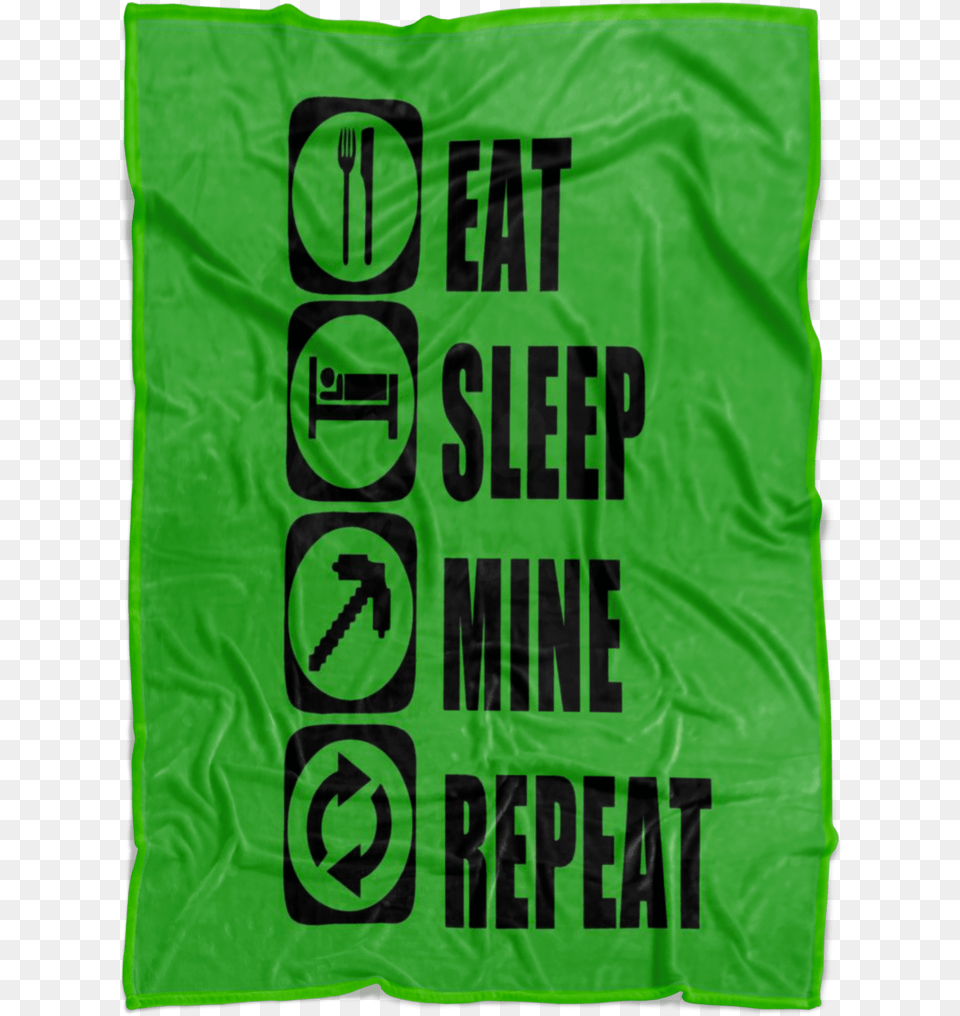 Classic Minecraft Large Fleece Blanket Eat Sleep Mine Graphic Design, Bag, Plastic, Plastic Bag Free Png Download