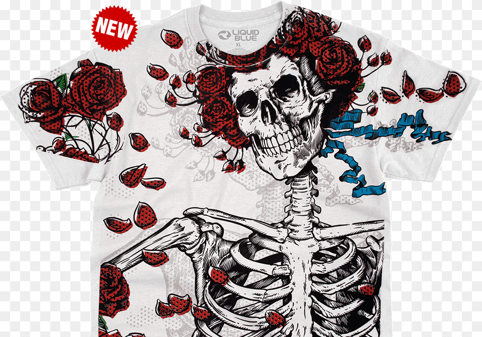 Classic Re Issue Original Woodcut All Over Printed Illustration, T-shirt, Clothing, Shirt, Rose Free Png