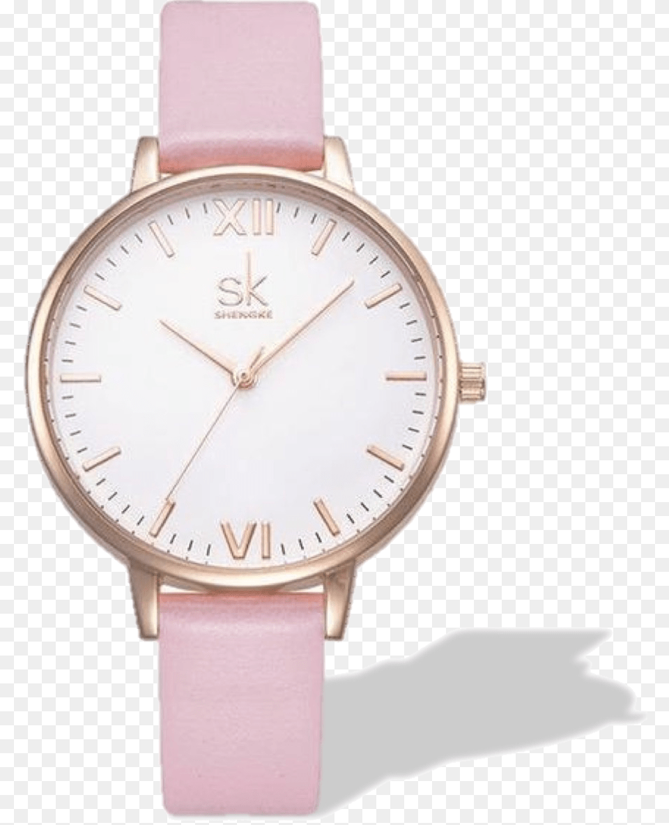 Classic Rose Gold Marble Dial Wrist Watch With Leather Watch, Arm, Body Part, Person, Wristwatch Free Transparent Png