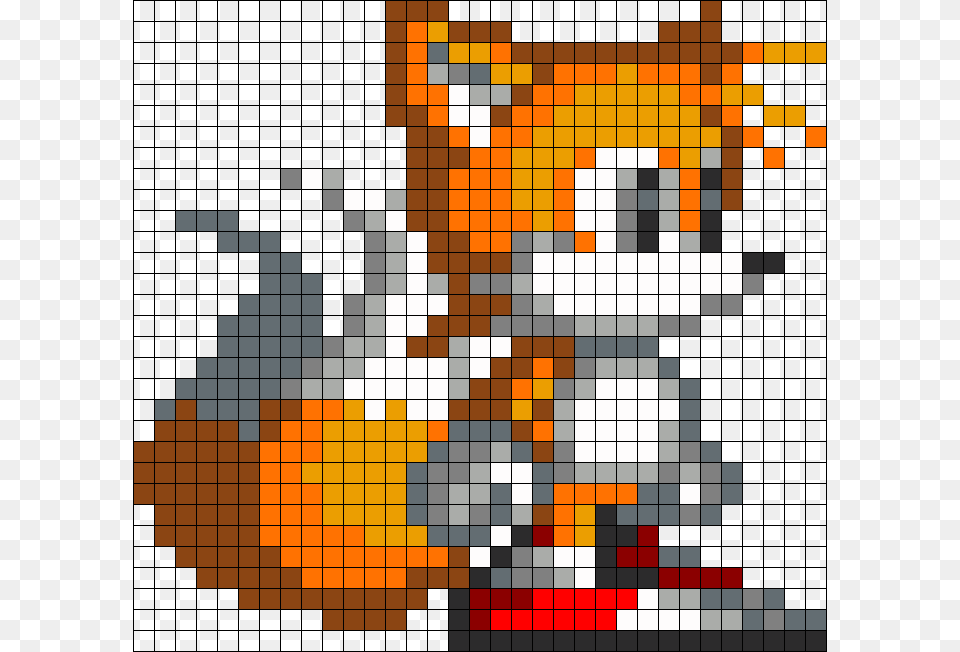 Classic Tails Perler Bead Pattern Bead Sprite Sonic 8 Bit Grid, Art, Tile, Mosaic, Graphics Free Png Download