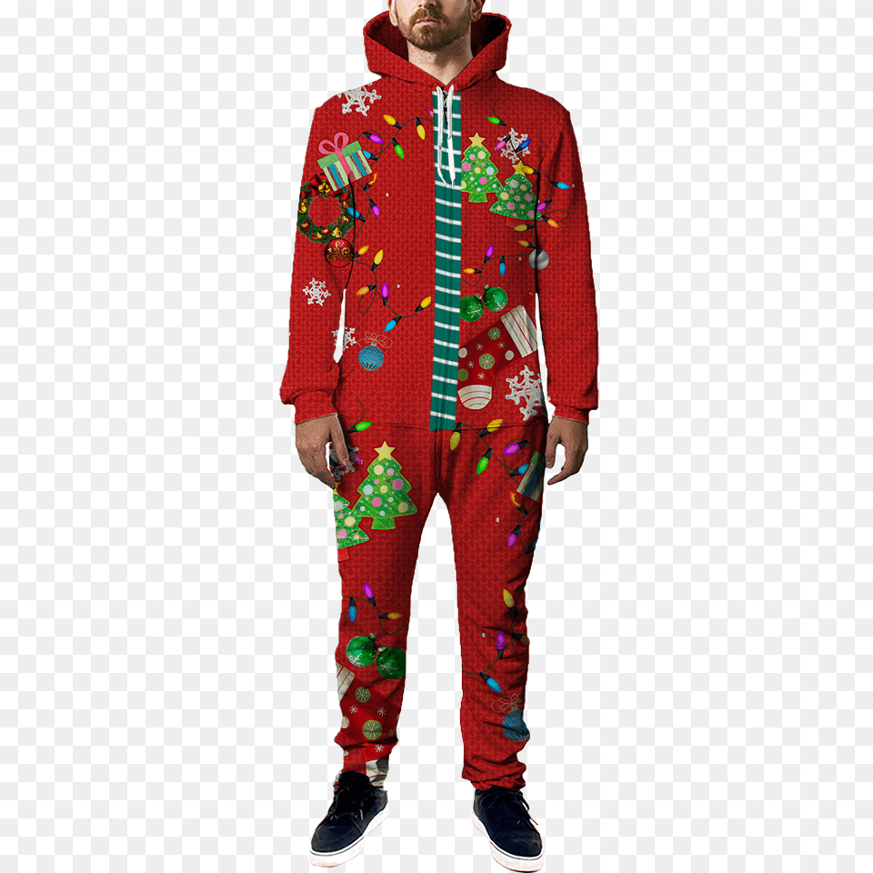 Classic Ugly Christmas Onesie Led Light Up Onesie, Adult, Clothing, Coat, Male Png Image