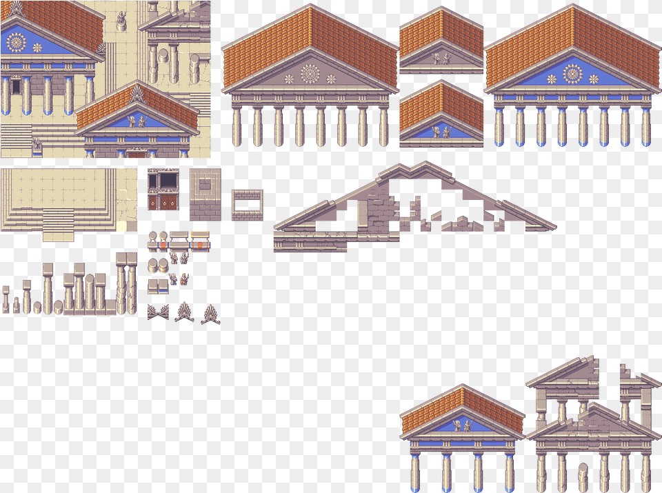 Classical Temple Tiles Temple Pixel Sprites, Architecture, Building, Pillar, Prayer Free Transparent Png