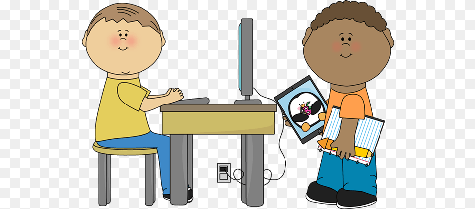Classroom Clipart Clip Art Teacher And Student Spot The Difference Computer, Furniture, Table, Desk, Person Free Png Download