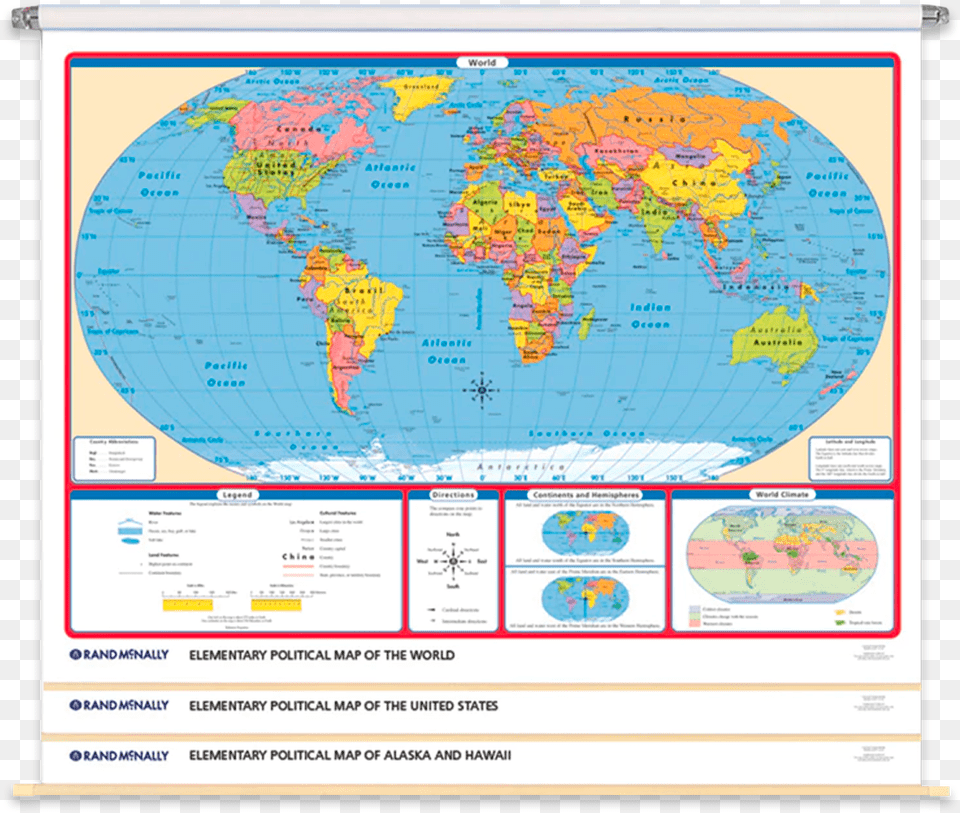 Classroom Wall Maps Rand Mcnally Political United States And World Desk, Chart, Plot, Map, Atlas Png