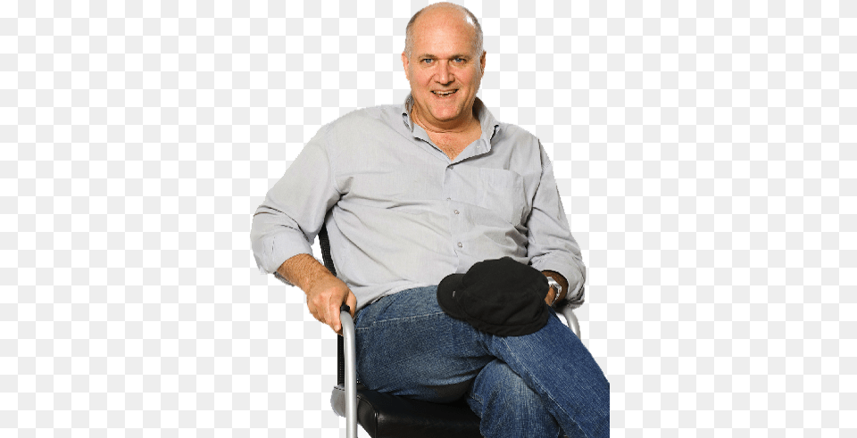 Claude Mauffette Logo Sitting, Adult, Person, Pants, Man Free Png Download