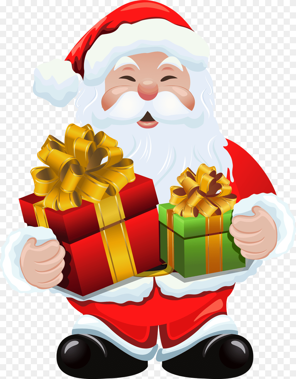 Claus With Gifts Clipart Image Gallery Santa Claus With Christmas Tree And Gifts Clipart, Baby, Person, Gift, Face Free Transparent Png