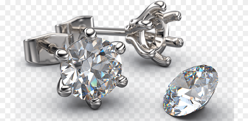 Claw Round Brilliant Cut Diamond Stud Earrings Earrings, Accessories, Earring, Gemstone, Jewelry Png Image