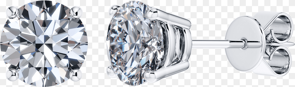 Claw Set Round Brilliant Solitaire Diamond Studs In 4 Claw Solitaire Diamond Earring, Accessories, Gemstone, Jewelry, Platinum Png