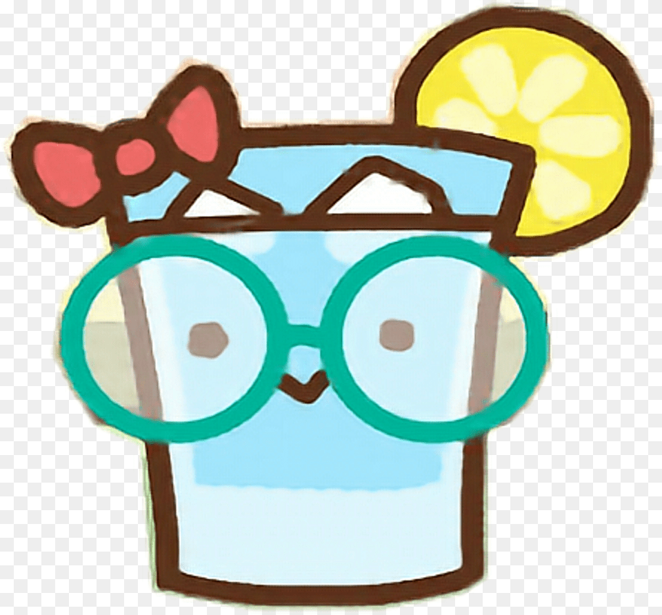 Clawbert Cute Kawaii Cartoon Glass Lemonade Lemon Bow Cute Glass Cartoon, Beverage, Accessories, Glasses Free Png