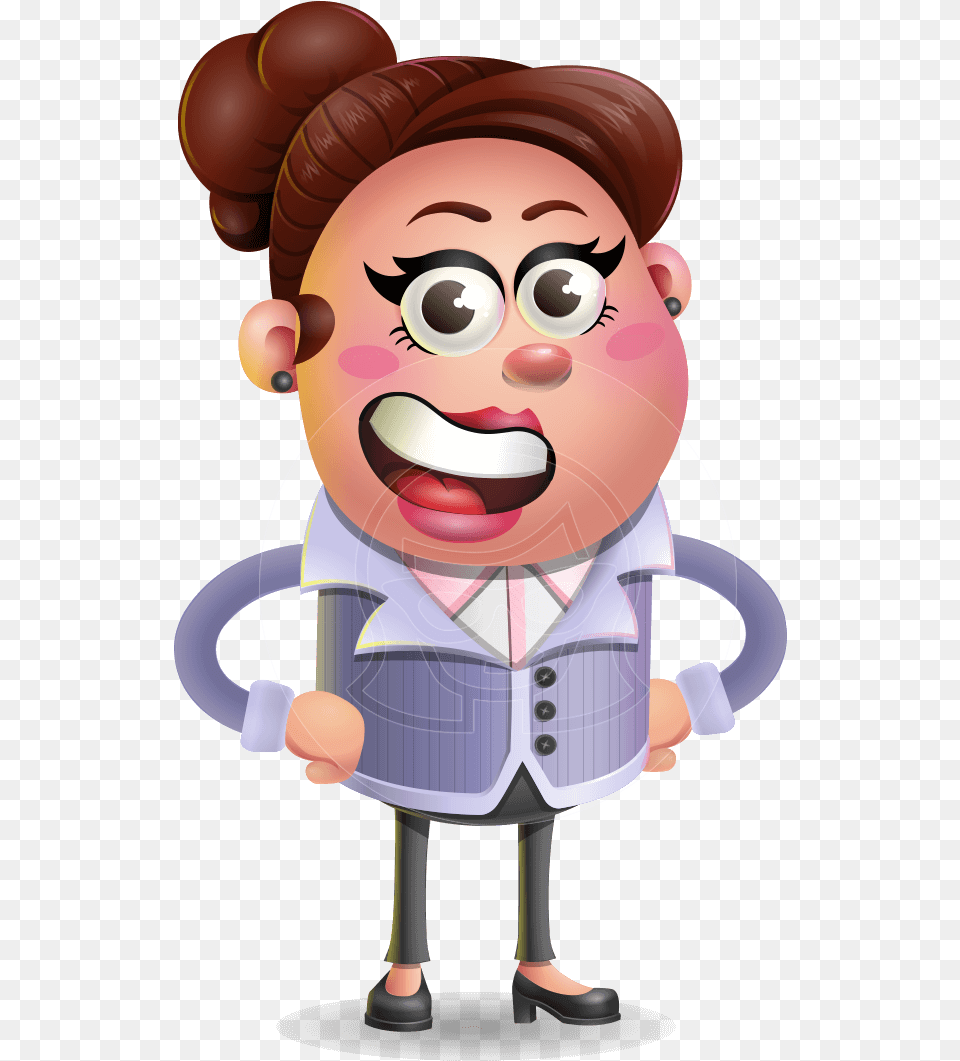 Clay Business Woman Cartoon Vector Character Aka Ruth Girl Shocked Cartoon, Performer, Person, Baby, Face Free Png