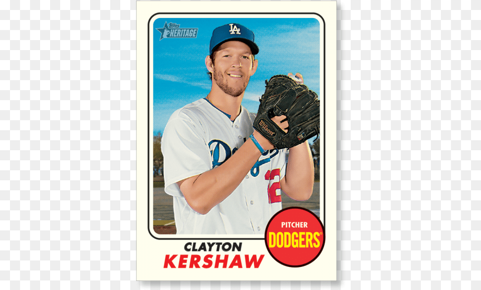 Clayton Kershaw 2017 Topps Heritage Baseball Base Poster, Adult, Male, People, Glove Png
