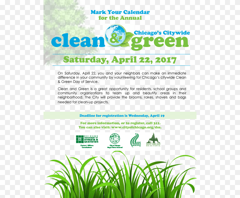 Clean And Green Day Is April 22nd Chicago, Advertisement, Plant, Poster, Vegetation Free Png Download