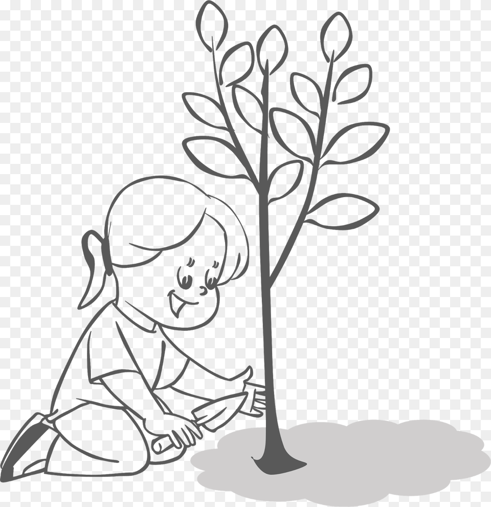 Clean And Green Nature Cliparts Clipart People Plant A Tree Clipart Black And White, Stencil, Kneeling, Person, Art Free Png Download
