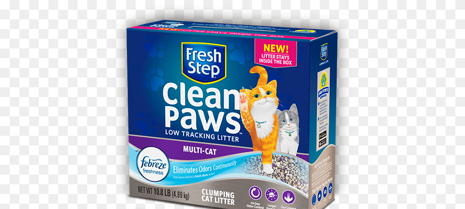 Clean Paws Multi Cat Scented Litter With The Power Fresh Step Extreme With Febreze Freshness Clumping, Animal, Mammal, Pet, Box Png Image