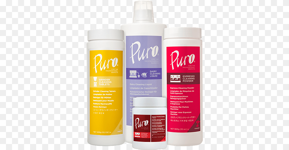 Cleaning Products For The Professional Barista Urnex Puro, Bottle, Cosmetics, Shaker Free Png Download