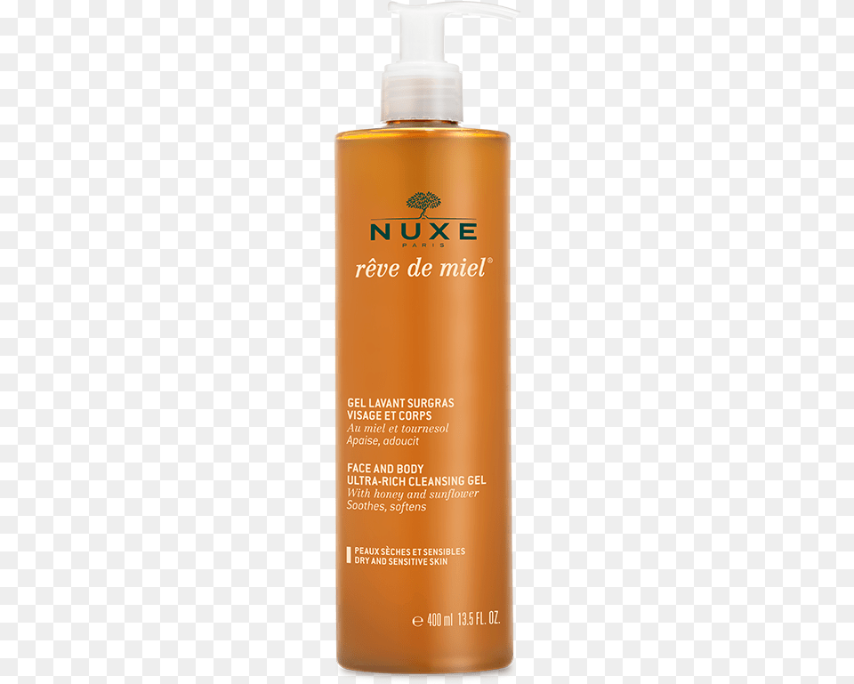 Cleansing Gel Dry And Sensitive Skin Rve De Miel Nuxe Reve De Miel Face And Body Ultra Rich Cleansing, Bottle, Lotion, Cosmetics, Shaker Free Png Download