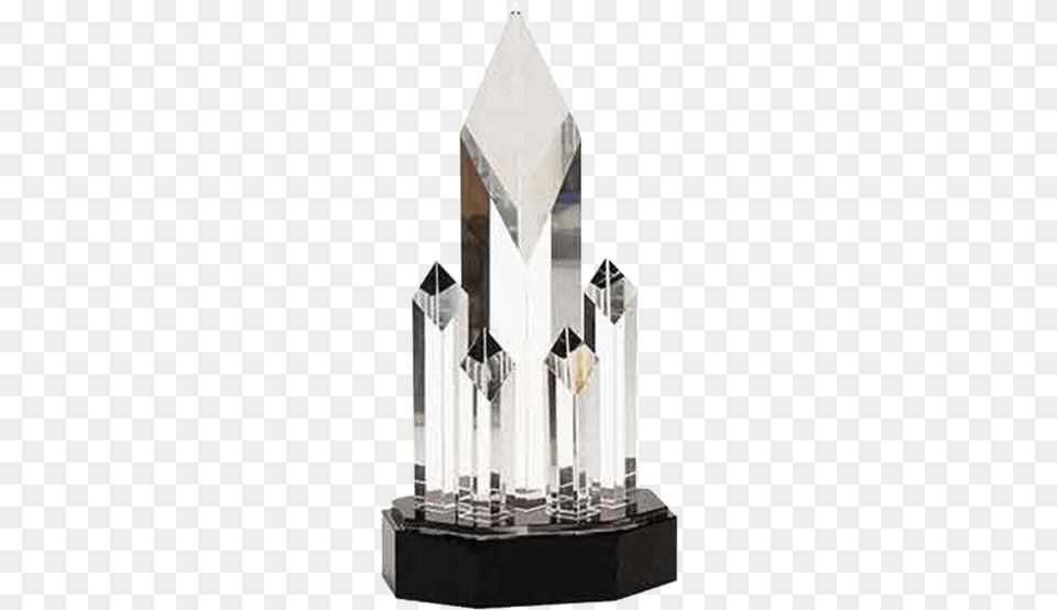 Clear Crystal 5 Rising Diamonds On Black Pedestal Diamond, Mineral, Quartz, Trophy, Rocket Free Png