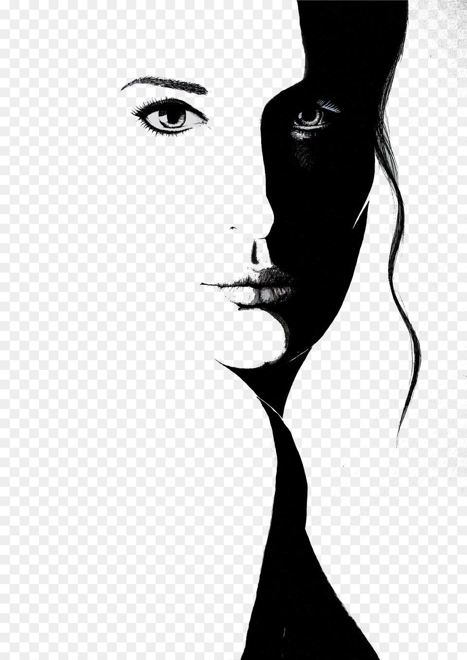 Clear Dark High Contrast Colors With Watercolor Stencils Fashion Illustration, Adult, Person, Woman, Female Png Image