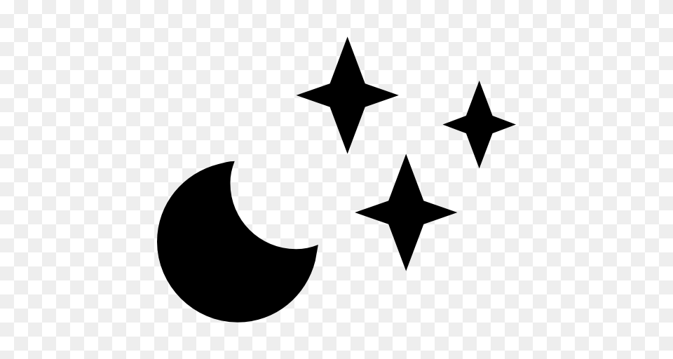 Clear Night Weather Symbol Of Crescent Moon With Stars, Star Symbol, Animal, Fish, Sea Life Png