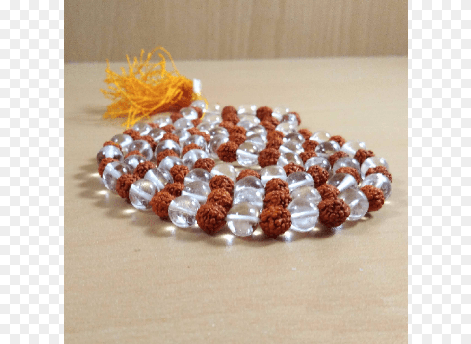 Clear Quartz Rudraksha Mala Bead Profiterole, Accessories, Bead Necklace, Jewelry, Ornament Free Png