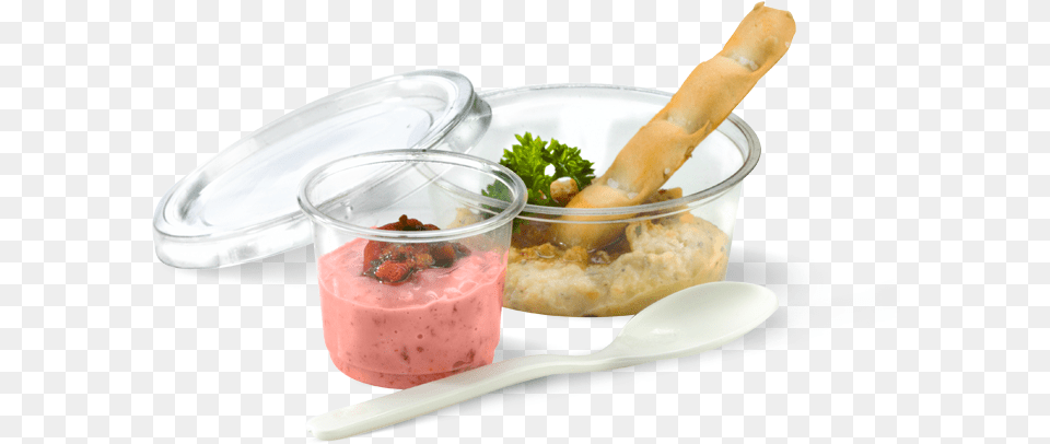 Clear Sauce Cups, Herbs, Plant, Meal, Dip Png Image