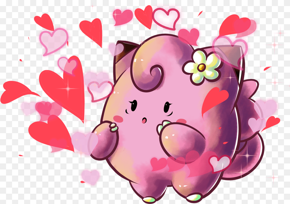 Clefairy Used Attract Game Art Hq Pokemon Art Tribute Cute Pokemon Art Clefairy, Graphics, Floral Design, Flower, Plant Png Image