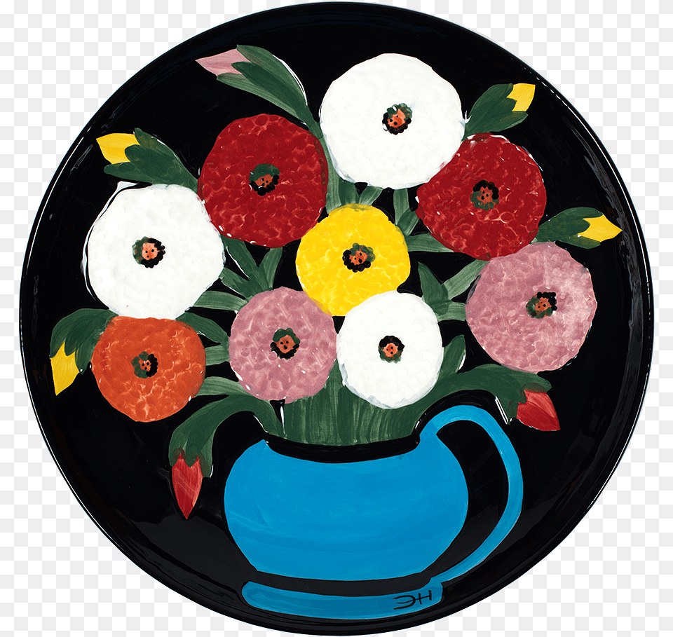 Clementine Hunter Zinnias Looking At You Platter Clementine Hunter Zinnias, Dish, Food, Meal, Pottery Png