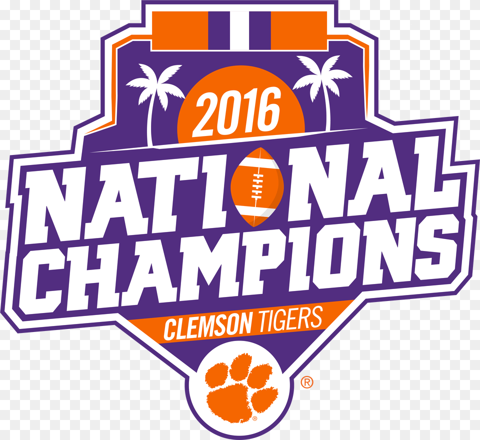 Clemson 2016 National Championship, Sticker, Advertisement, Logo, Poster Free Png