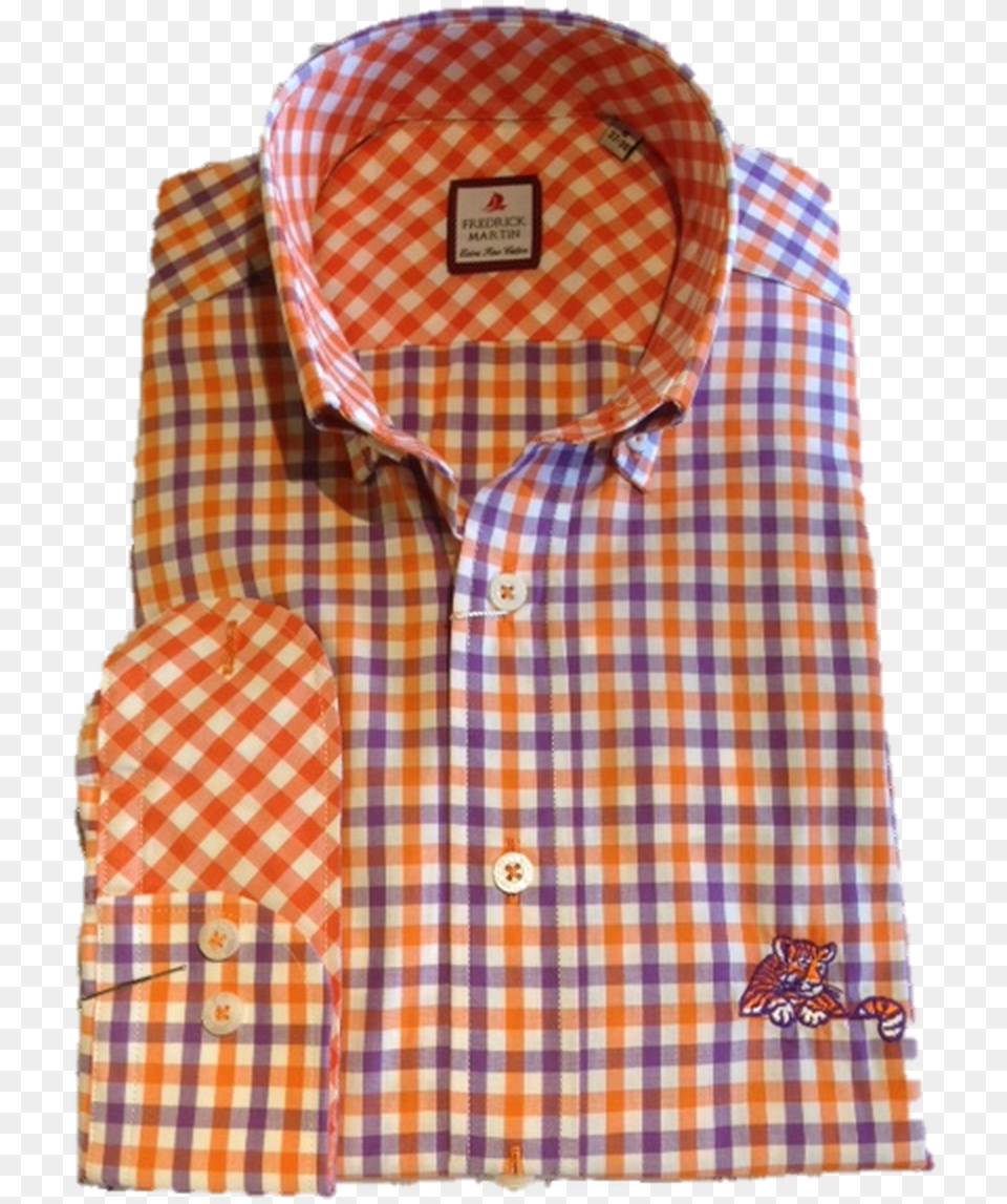 Clemson 3 Color Gingham Sport Shirt Proceeding Right Gray Standstill Red, Clothing, Dress Shirt Free Transparent Png