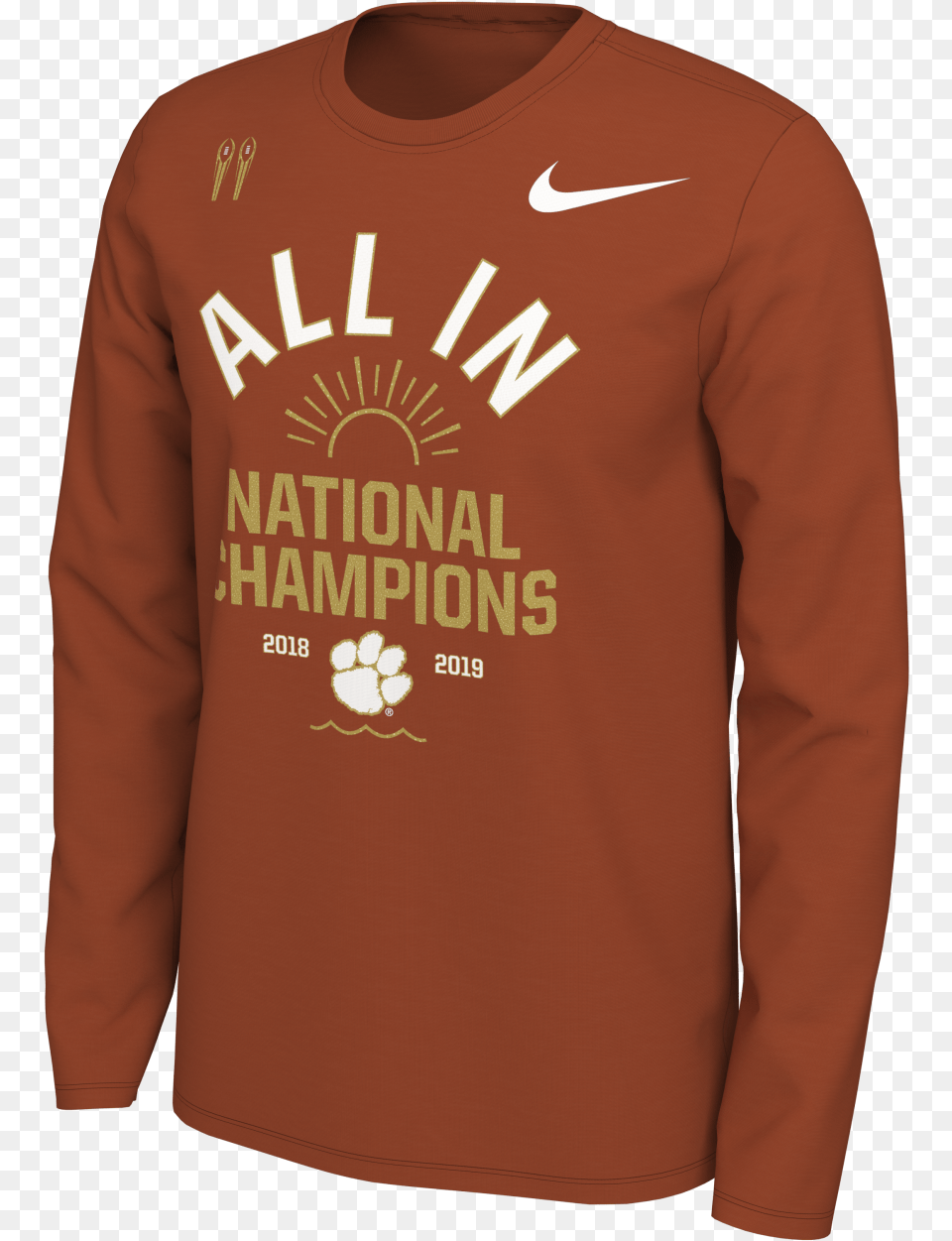 Clemson Celebration National Champions Long Sleeve Long Sleeved T Shirt, Clothing, Long Sleeve, Knitwear, Sweater Free Png