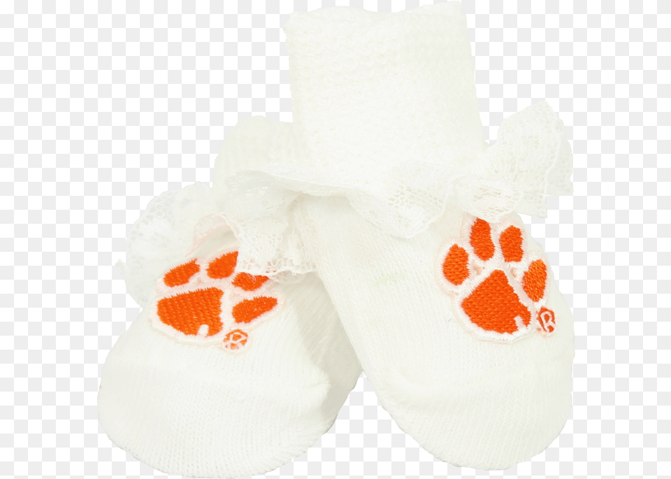 Clemson Lace Trimmed Baby Booties Butterfly, Clothing, Footwear, Shoe, Person Free Png Download