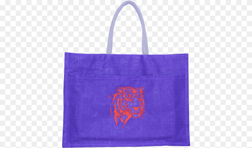 Clemson Purple Jute Tiger Face Tote Bag Tote Bag, Tote Bag, Accessories, Handbag, Animal Png Image