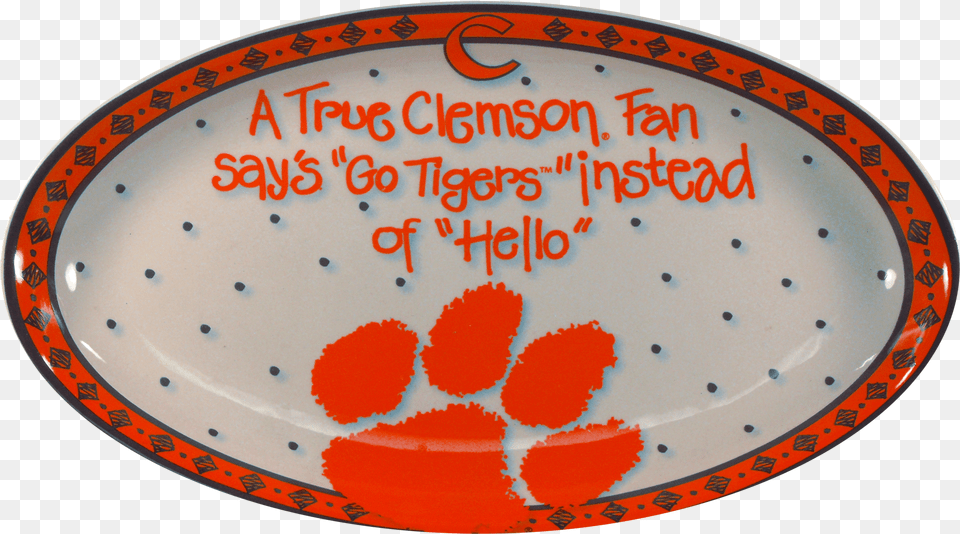 Clemson Tiger Paw, Art, Porcelain, Platter, Meal Png Image