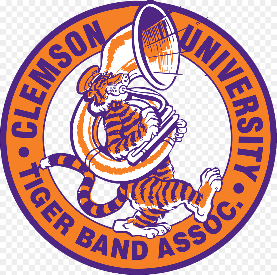 Clemson University Tiger Band Association Is Supported Band Tiger, Logo, Face, Head, Person Free Transparent Png