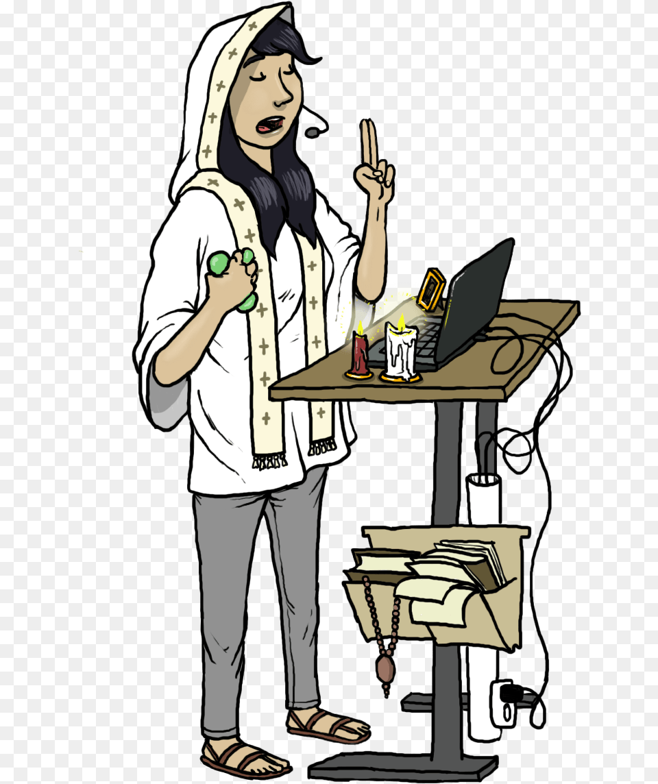 Cleric Cartoon, Furniture, Table, Desk, Person Free Png