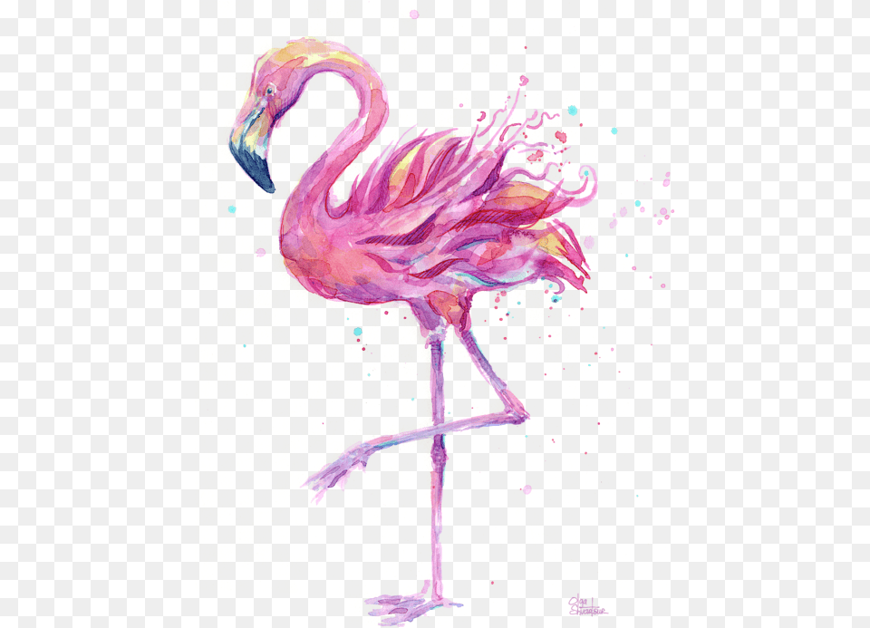 Click And Drag To Re Clip Art Watercolor Flamingo, Animal, Bird, Person Free Png Download