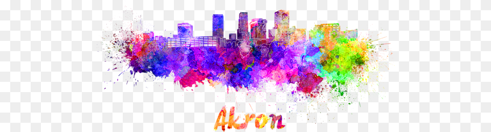 Click And Drag To Re Position The Image If Desired Akron Oh Skyline Im Watercolor Rundes Keramik Ornament, Purple, Art, Graphics, Modern Art Free Png