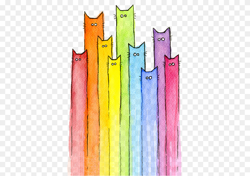 Click And Drag To Re Position The Image If Desired Cat Rainbow Watercolor Whimsical Animals Cats Patt Free Png Download