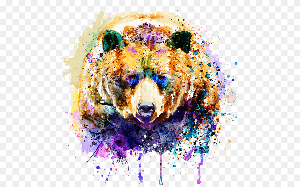 Click And Drag To Re Position The Image If Desired Colorful Watercolor Bear Art, Animal, Mammal, Wildlife, Brown Bear Free Png