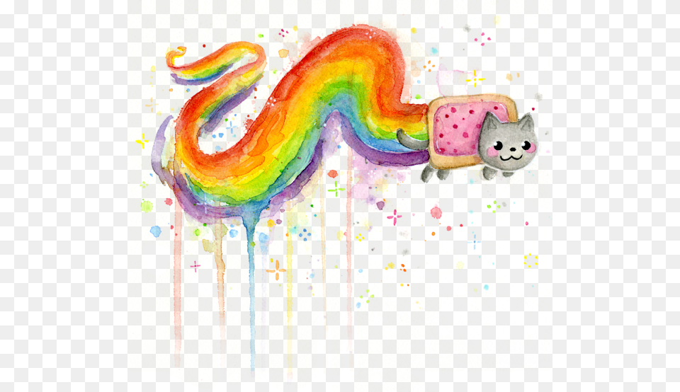 Click And Drag To Re Position The Image If Desired Nyan Cat Watercolor, Art, Modern Art, Painting, Graphics Png