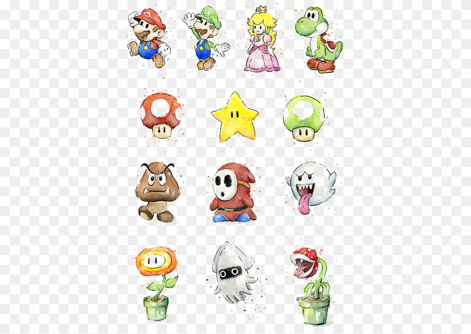 Click And Drag To Re Position The Image If Desired Watercolor Mario, Baby, Person, Plant, Face Free Png