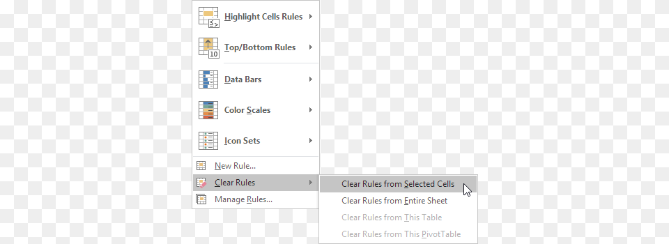 Click Clear Rules Clear Rules From Selected Cells Search Icon In Excel, Page, Text Free Png Download