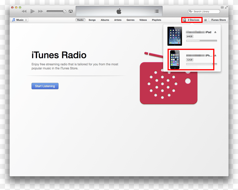 Click Devices Then Click Iphone Itunes Internet Radio Pc, File, Webpage Free Transparent Png