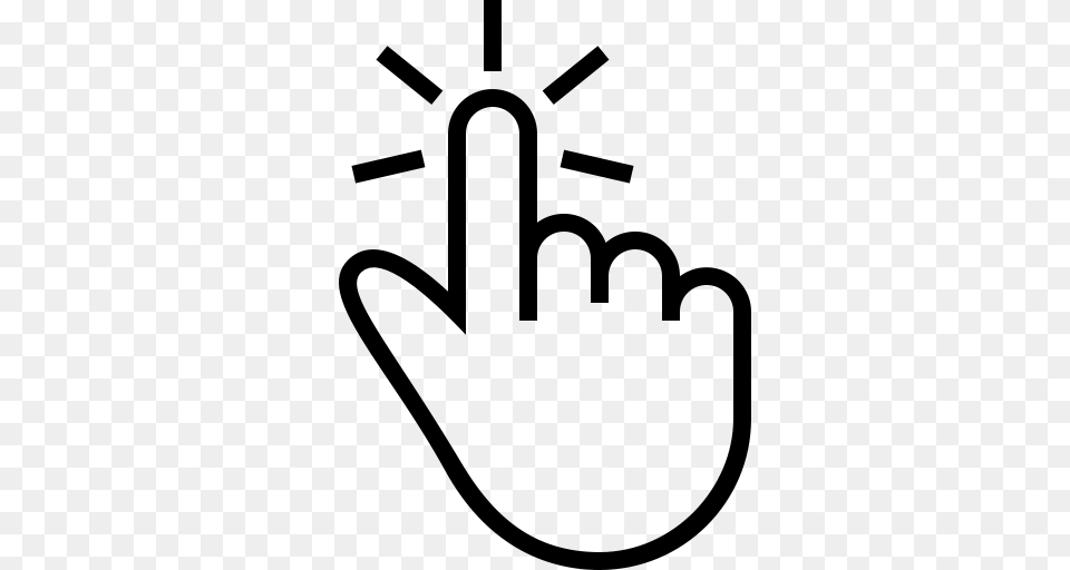 Click Finger Gesture Hand One Icon, Gray Png Image
