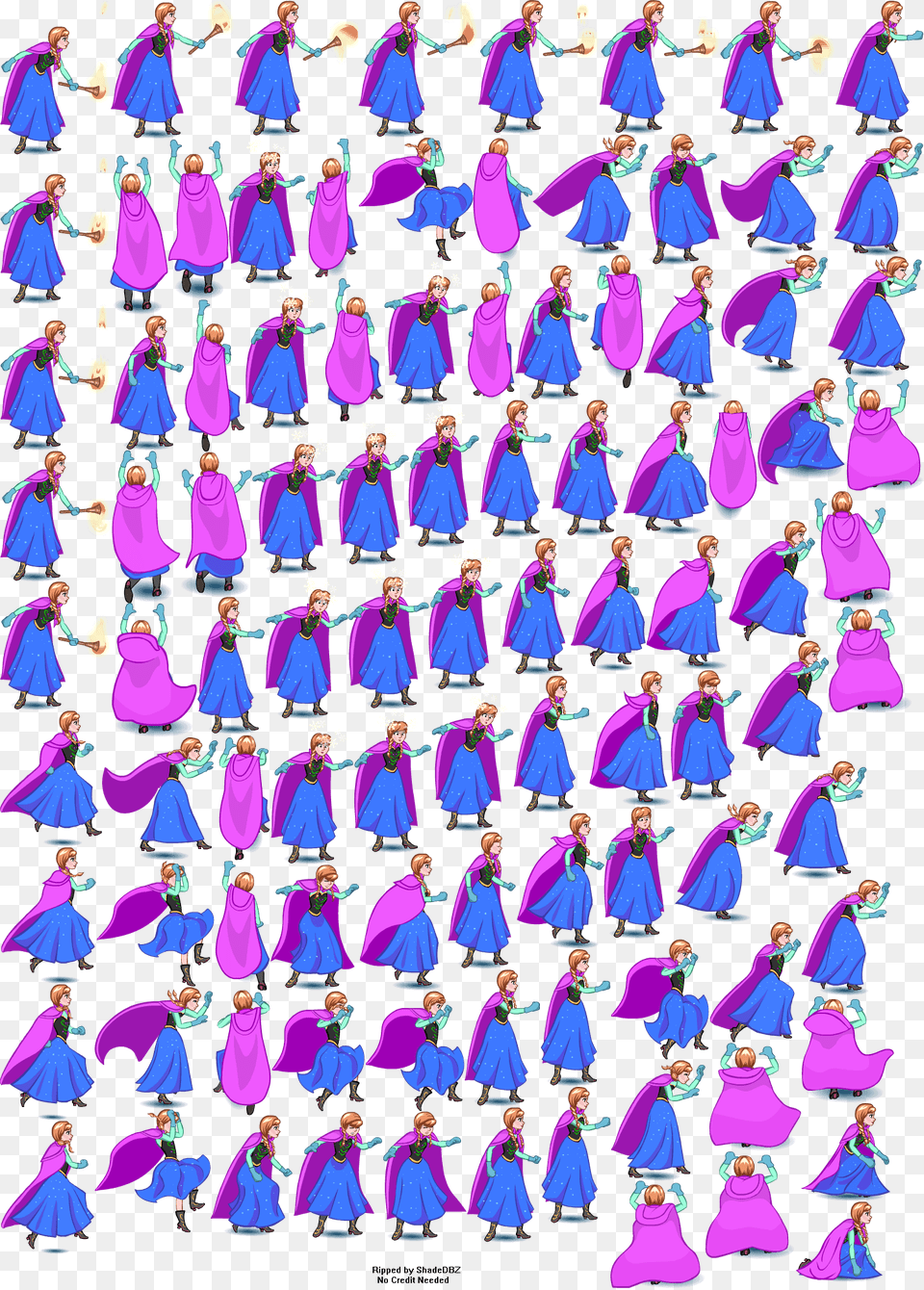 Click For Full Sized Image Anna Frozen Sprites, Purple, Person, People, Adult Free Png Download