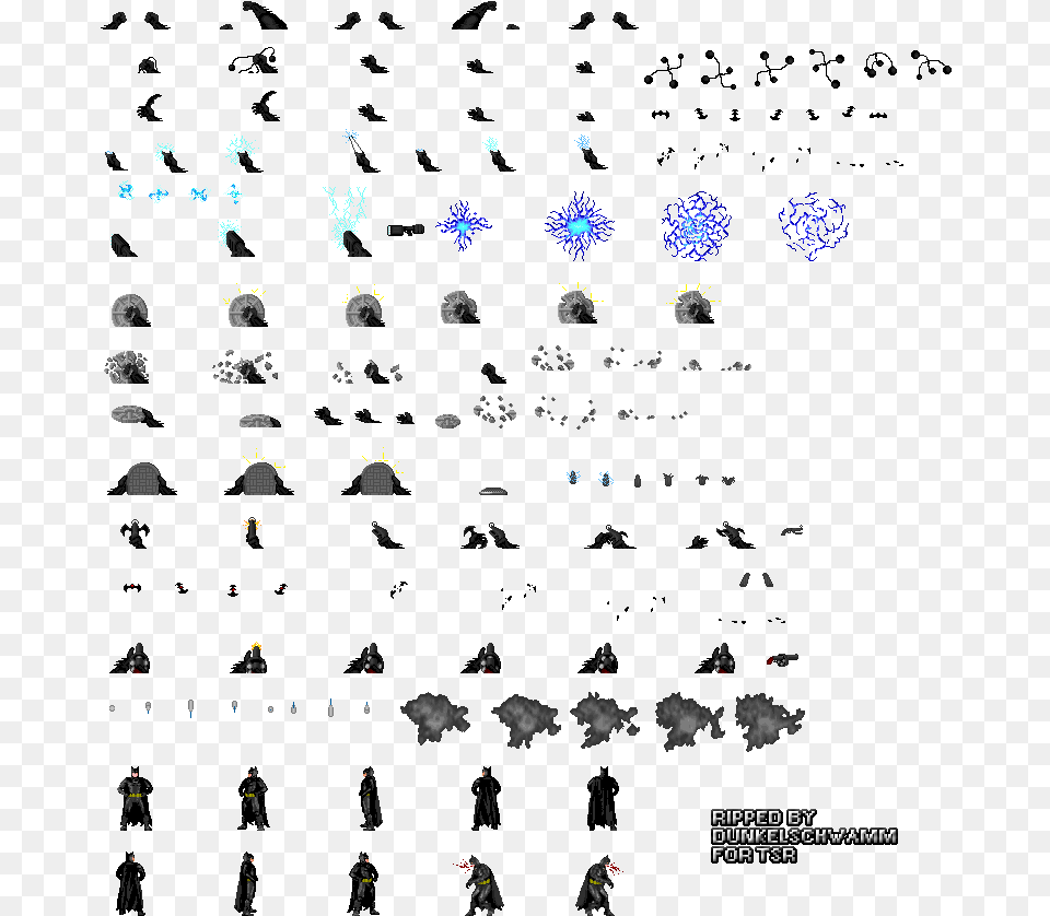 Click For Full Sized Image Batman And Weapons Batman Weapons Sprite Sheet, Outdoors, Nature, Person, Night Free Png