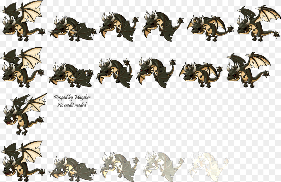 Click For Full Sized Image Black Wizard Wyvern Maplestory Sprite Sheet, Baby, Person, Animal, Wildlife Free Png