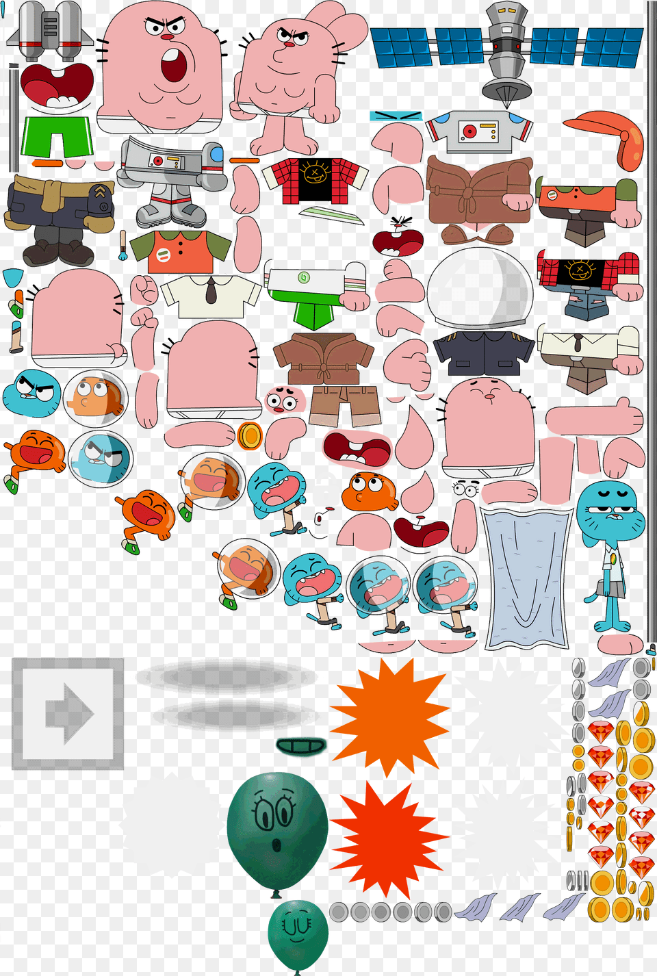 Click For Full Sized General Sprites Amazing World Of Gumball Sprites, Person, Balloon, Art, Face Png Image